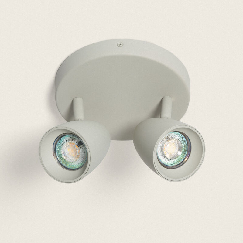 foto del prodotto efectoled lampada da soffitto circolare orientabile alluminio 2 lampade adrien grigio pietra