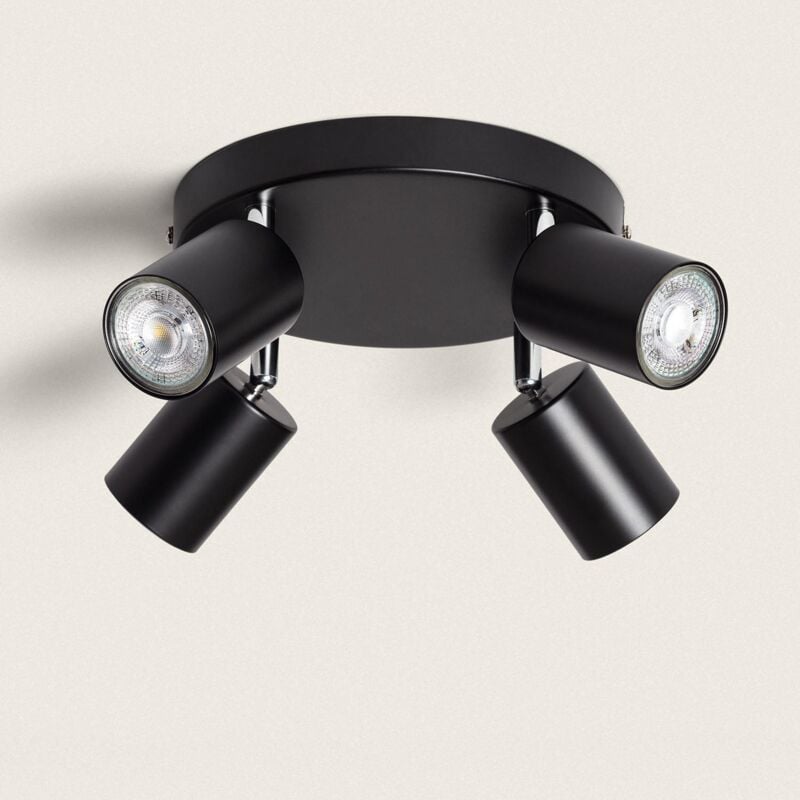 foto del prodotto efectoled lampada da soffitto circolare orientabile metallo 4 faretti albus nero nero