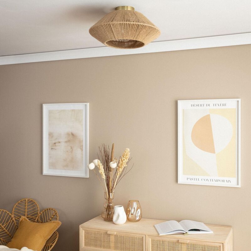 foto del prodotto efectoled lampada da soffitto corda naturale big moksha naturale