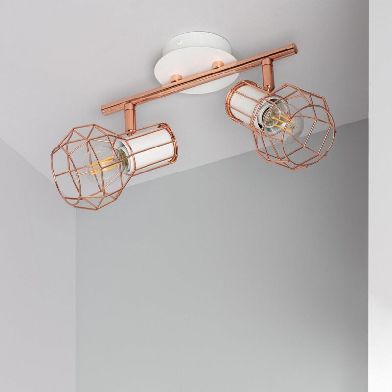 foto del prodotto efectoled lampada da soffitto orientabile in metallo 2 faretti lada rame