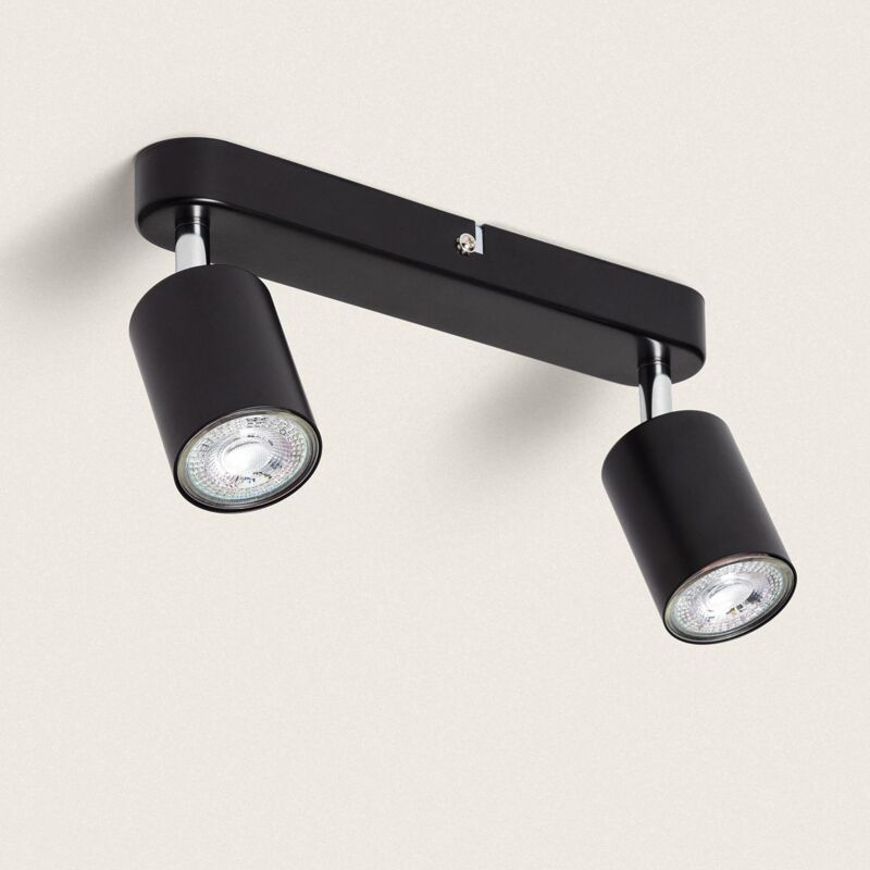 foto del prodotto efectoled lampada da soffitto orientabile metallo 2 faretti albus black large nero