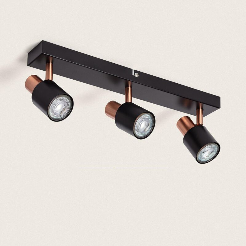 foto del prodotto efectoled lampada da soffitto orientabile metallo 3 faretti albus black rose large nero