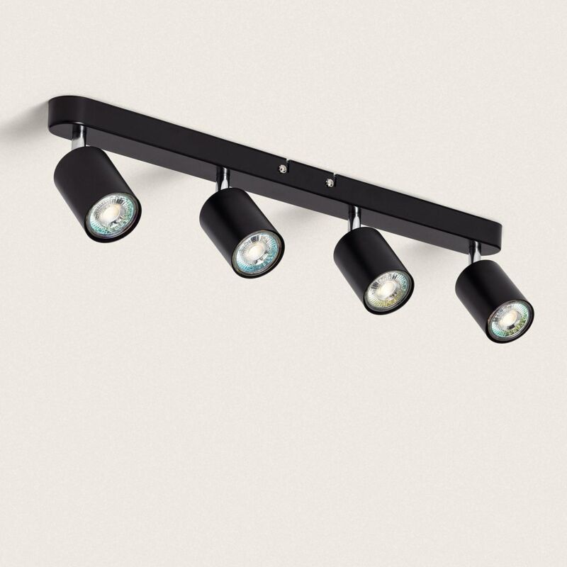 foto del prodotto efectoled lampada da soffitto orientabile metallo 4 faretti albus black large nero
