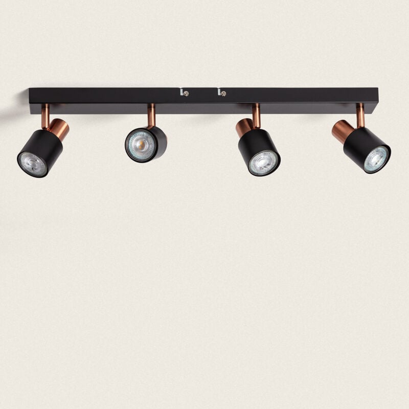 foto del prodotto efectoled lampada da soffitto orientabile metallo 4 faretti albus black rose large nero