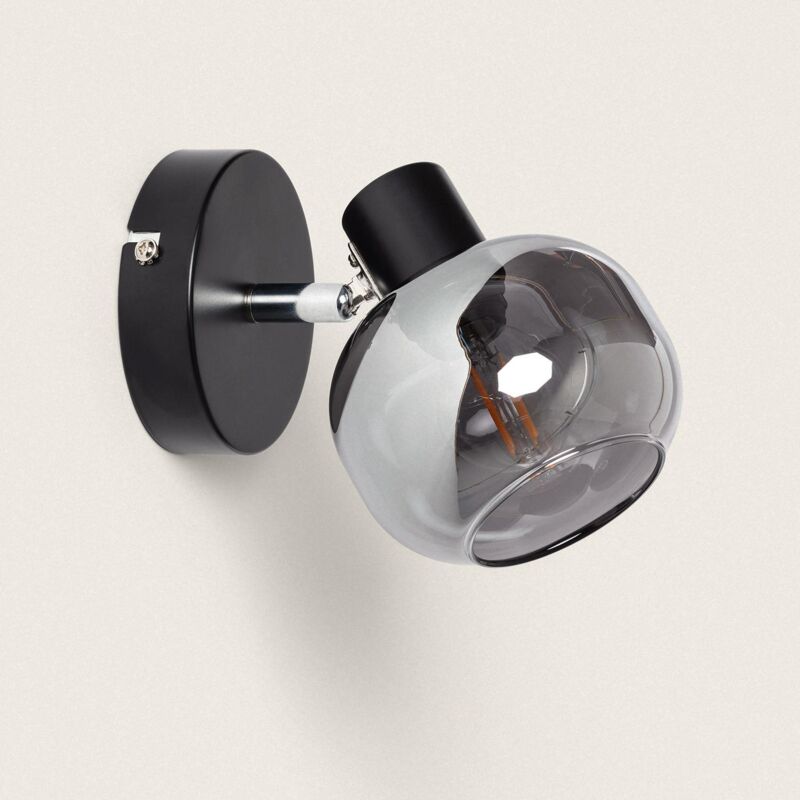 foto del prodotto efectoled lampada da soffitto orientabile metallo e vetro 1 faretto romsy grigio