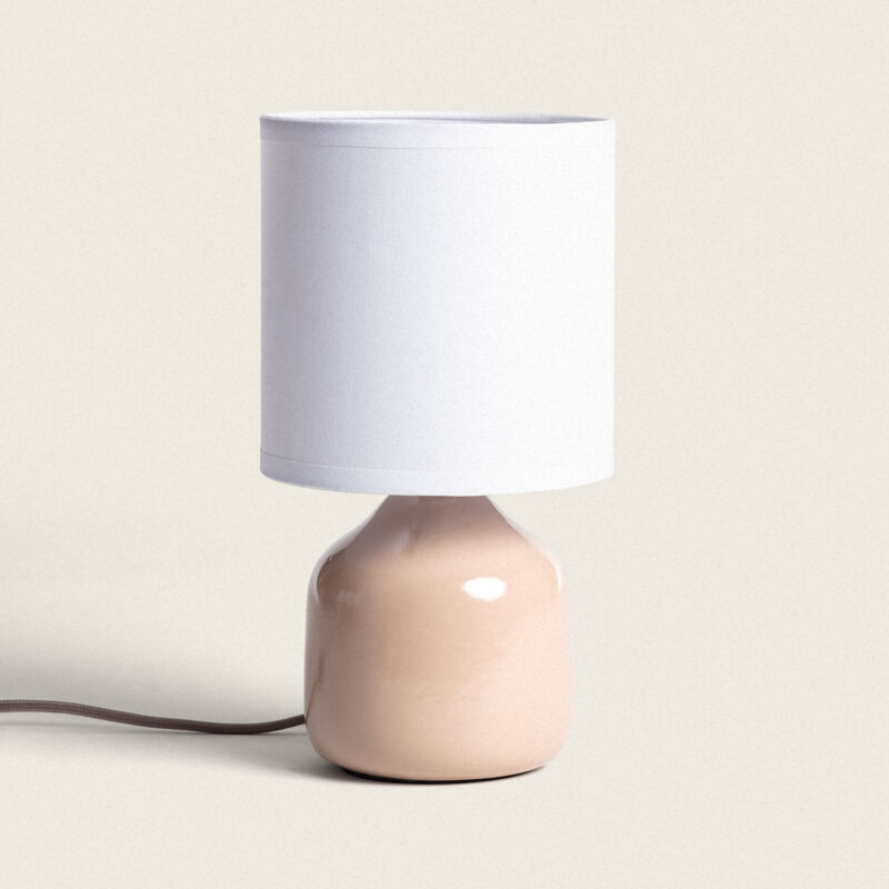 foto del prodotto efectoled lampada da tavolo ceramica maya rosa pastello