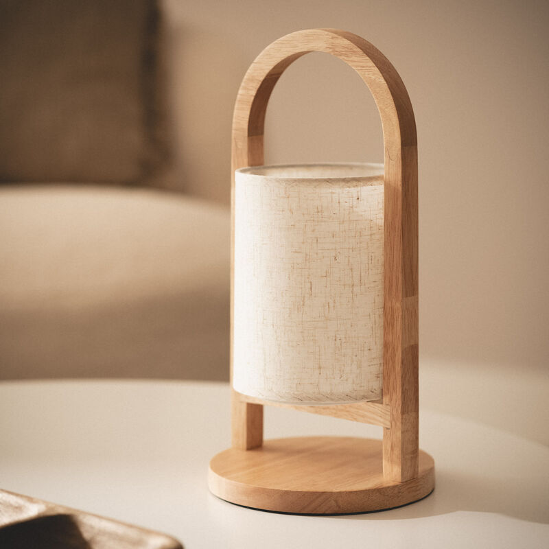 foto del prodotto efectoled lampada da tavolo led 1w portatile legno con batteria usb ricaricabile fragosa naturale