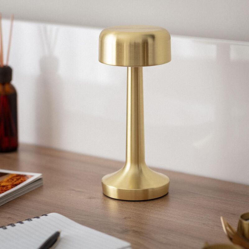 foto del prodotto efectoled lampada da tavolo led 3 w portatile con batteria usb ricaricabile ciara oro