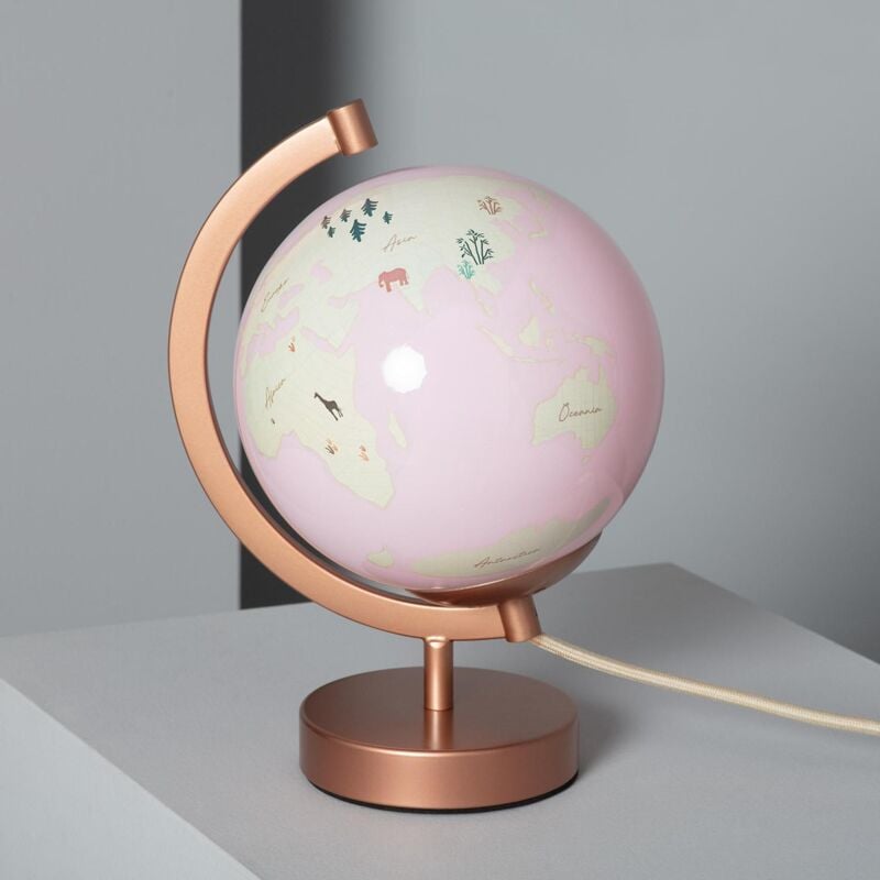 foto del prodotto efectoled lampada da tavolo mappamondo oro rosa
