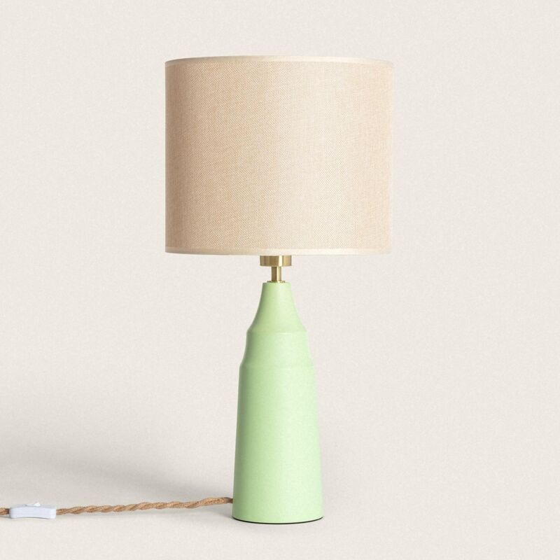 foto del prodotto efectoled lampada da tavolo metallo e tessuto muka verde menta