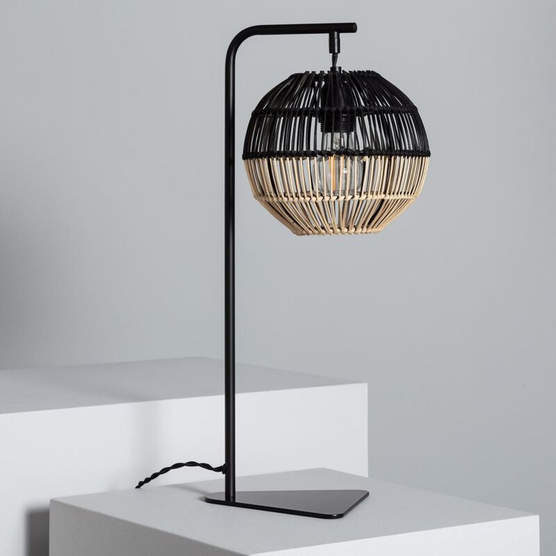foto del prodotto efectoled lampada da tavolo rattan kithnos nero