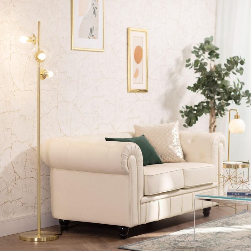 foto del prodotto efectoled lampada da terra in metallo e vetro 3 faretti otos oro
