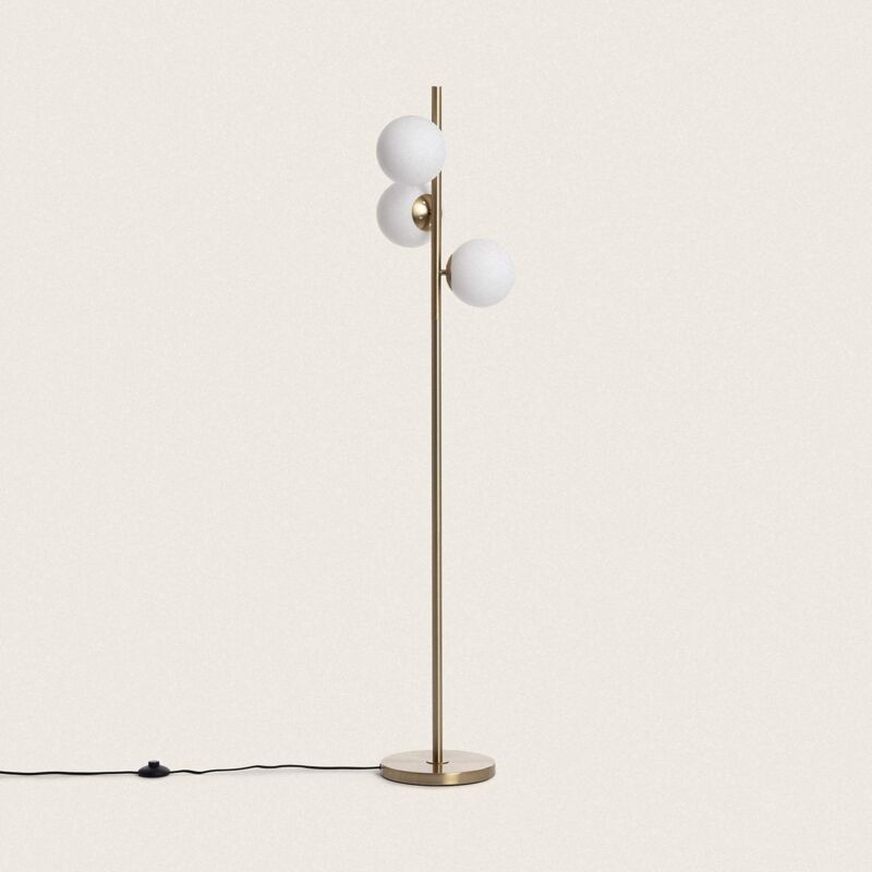 foto del prodotto efectoled lampada da terra metallo e vetro moonlight brass round 3 lampade oro