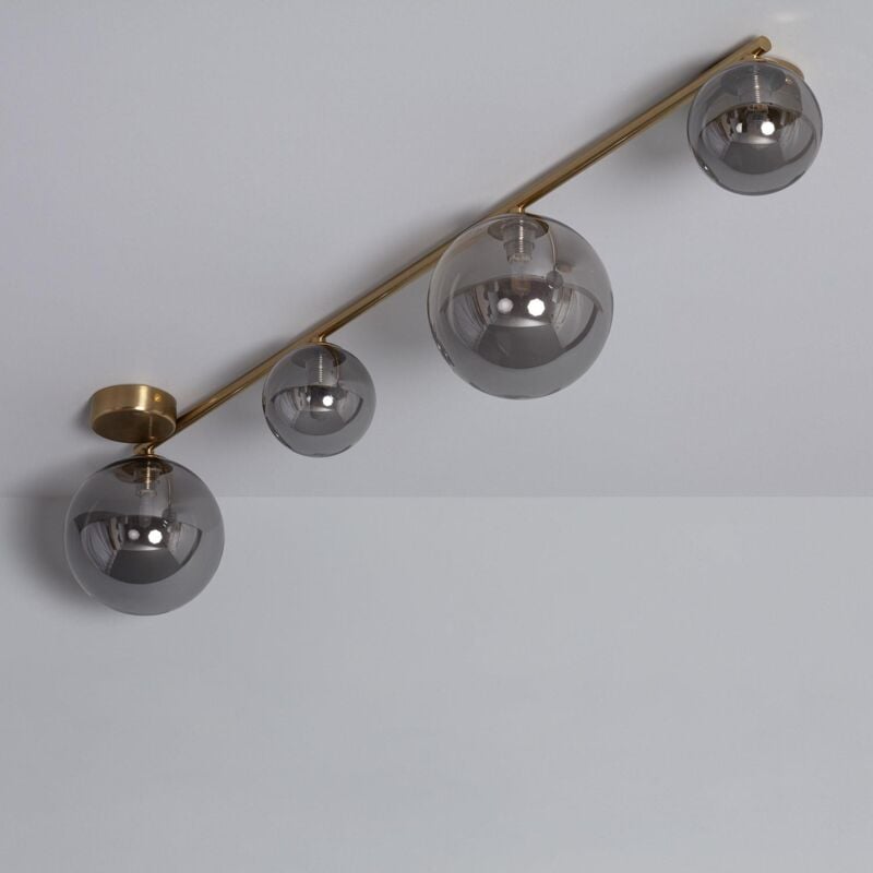foto del prodotto efectoled lampadario in metallo e vetro moonlight brass 4 punti luce grigio smoke