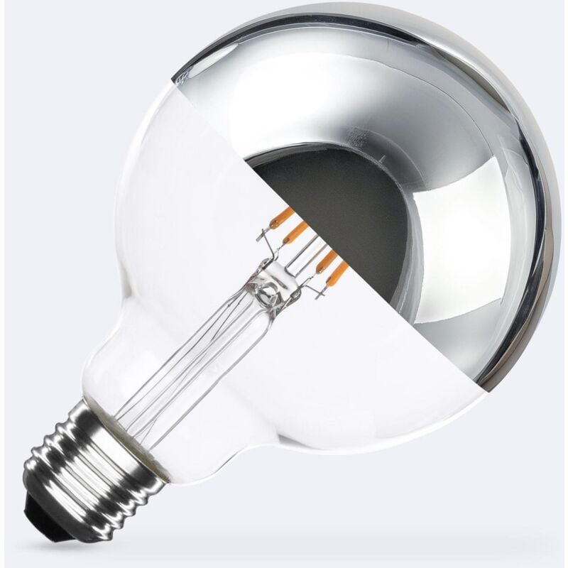 foto del prodotto efectoled lampadina led filamento e27 6w 600 lm g95 chrome reflect no flicker 2200k super caldo