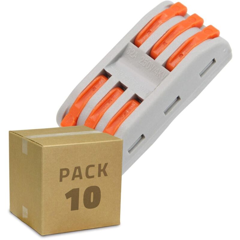 foto del prodotto efectoled pack 10 connettori rapidi 3 ingressi e 3 uscite spl 3 per cavi elettrici 0,08 4 mm grigio