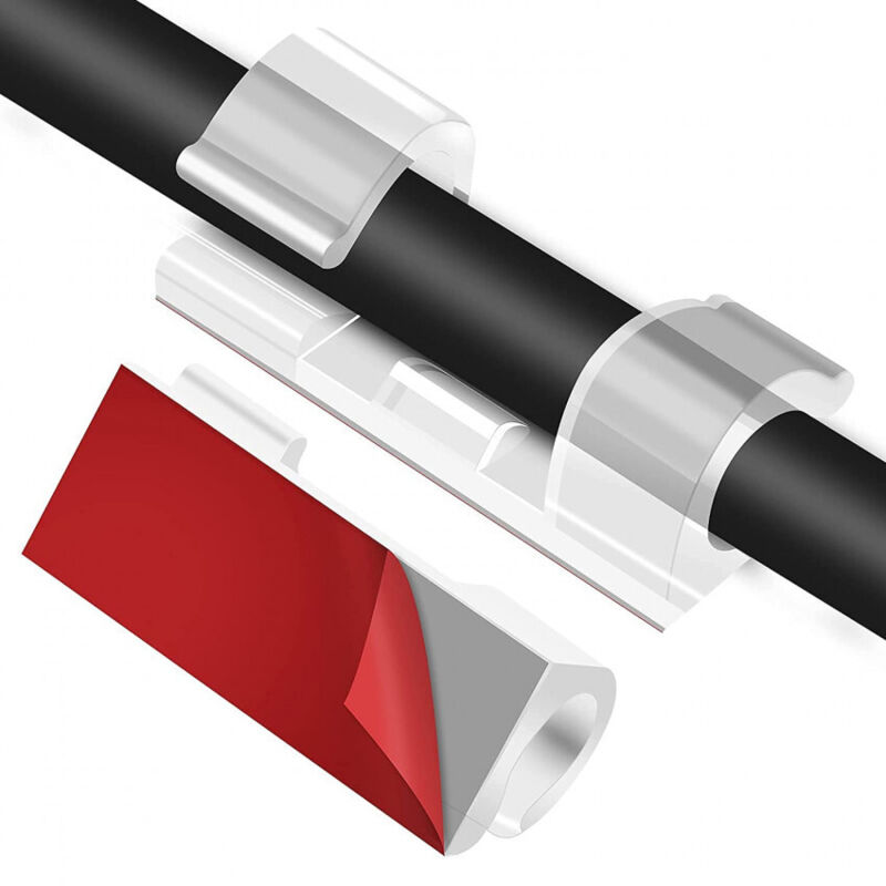 foto del prodotto efectoled pack 20 clip autoadesive organizzatrici per cavo 8mm trasparente