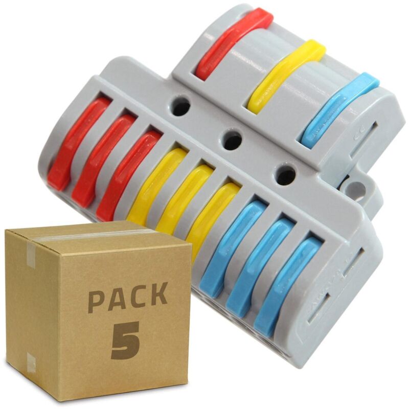 foto del prodotto efectoled pack 5 connettori rapidi 3 ingressi e 9 uscite spl 93 per cavi elettrici 0,08 4 mm grigio