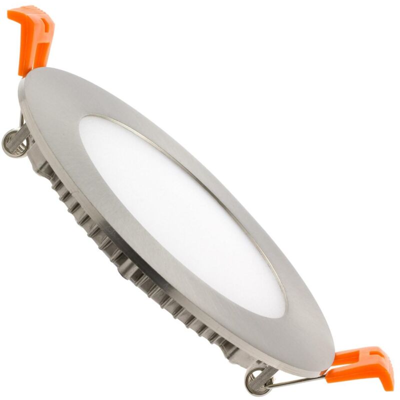 foto del prodotto efectoled pannello downlight led 6w circolare superslim foro 110 mm argento bianco caldo 3000k