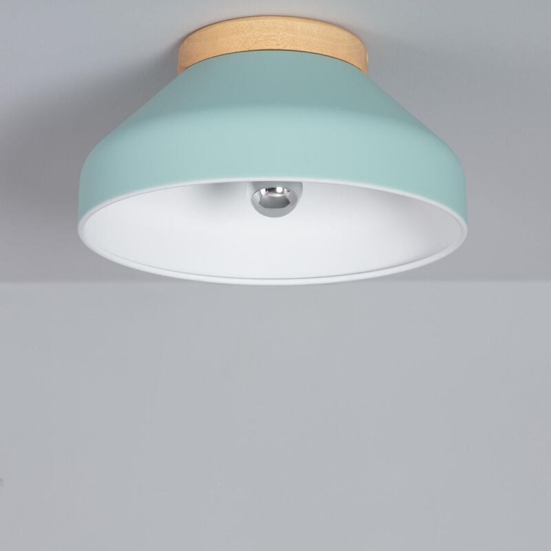 foto del prodotto efectoled plafoniera circolare alluminio e legno 300 mm hakon verde menta