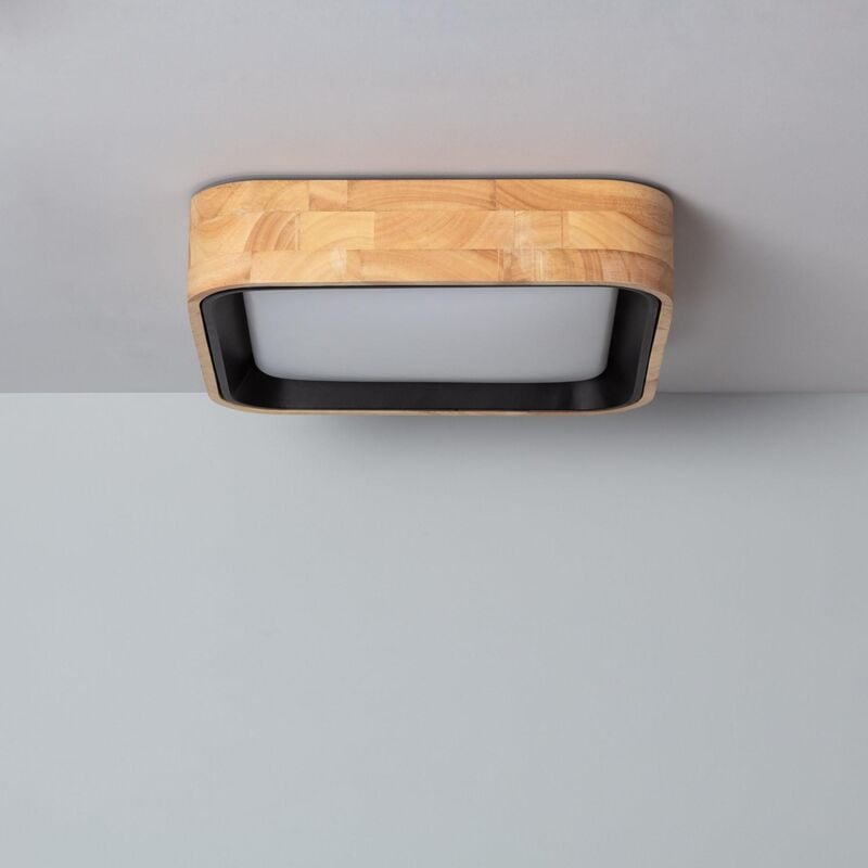 foto del prodotto efectoled plafoniera led 15w quadrata legno 370x370 mm cct selezionabile dari nero