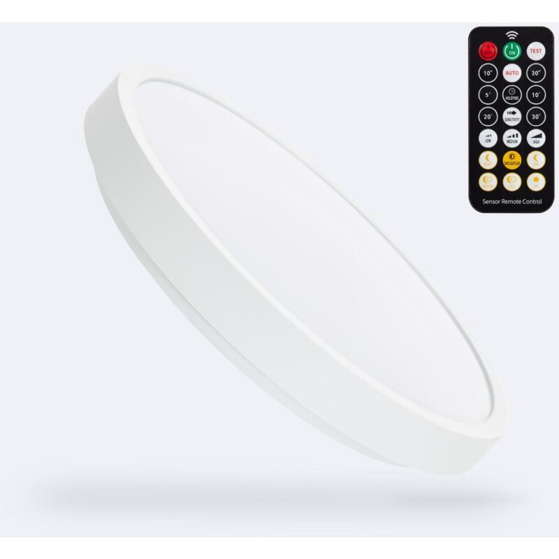 foto del prodotto efectoled plafoniera led 18w 300 mm circolare da esterno con rilevatore di movimento radar con controllo ir 4000k bianco naturale