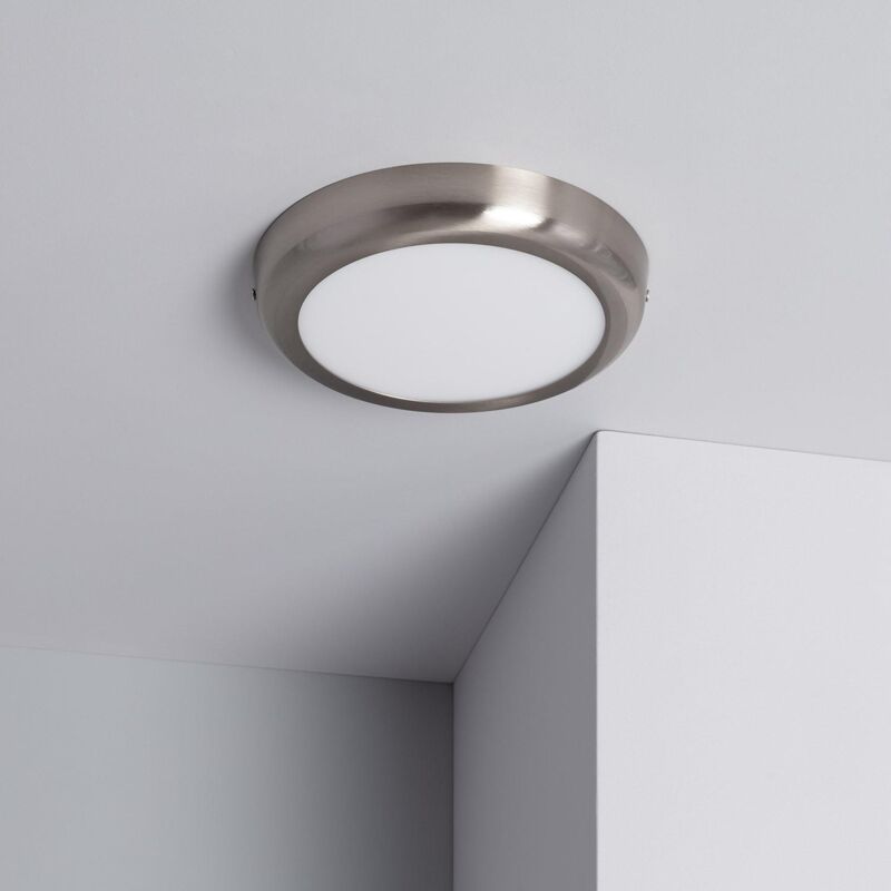 foto del prodotto efectoled plafoniera led 18w circolare metallo 225 mm design argento bianco naturale 4000k