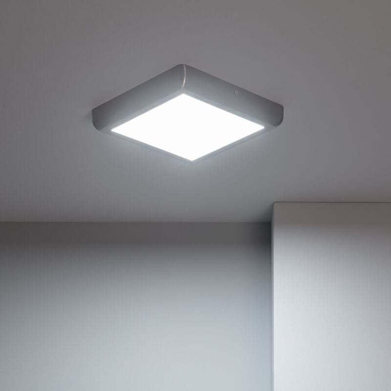 foto del prodotto efectoled plafoniera led 18w quadrata metallo 225x225 mm design argento 4000k bianco naturale