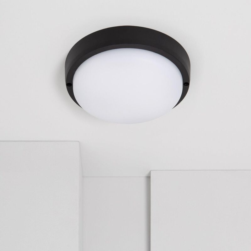 foto del prodotto efectoled plafoniera led 25w circolare per esterni 175 mm ip65 hublot black bianco caldo 3000k