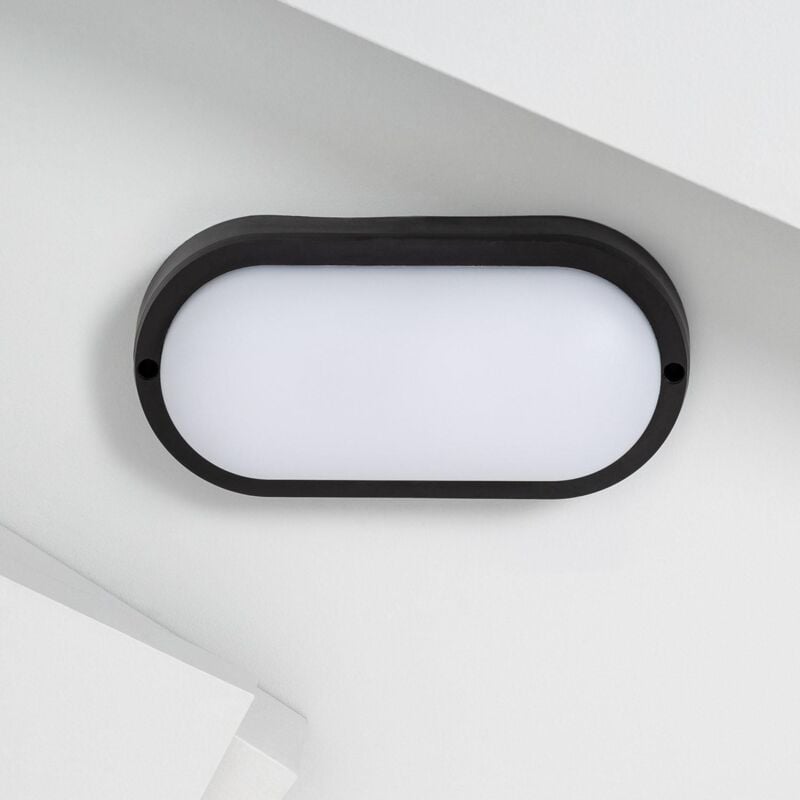foto del prodotto efectoled plafoniera led 25w ovale per esterni 96x198 mm ip65 hublot black bianco freddo 6500k