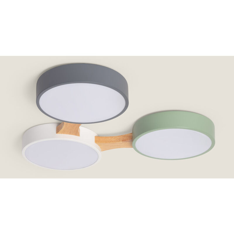foto del prodotto efectoled plafoniera led 30w metallo e legno cct selezionabile sams multicolore
