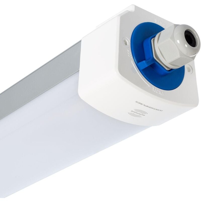 foto del prodotto efectoled plafoniera stagna led 120cm 40w high lumen 150lm w ip65 alluminio collegabile con sensore microonde merrytek 4000k bianco naturale