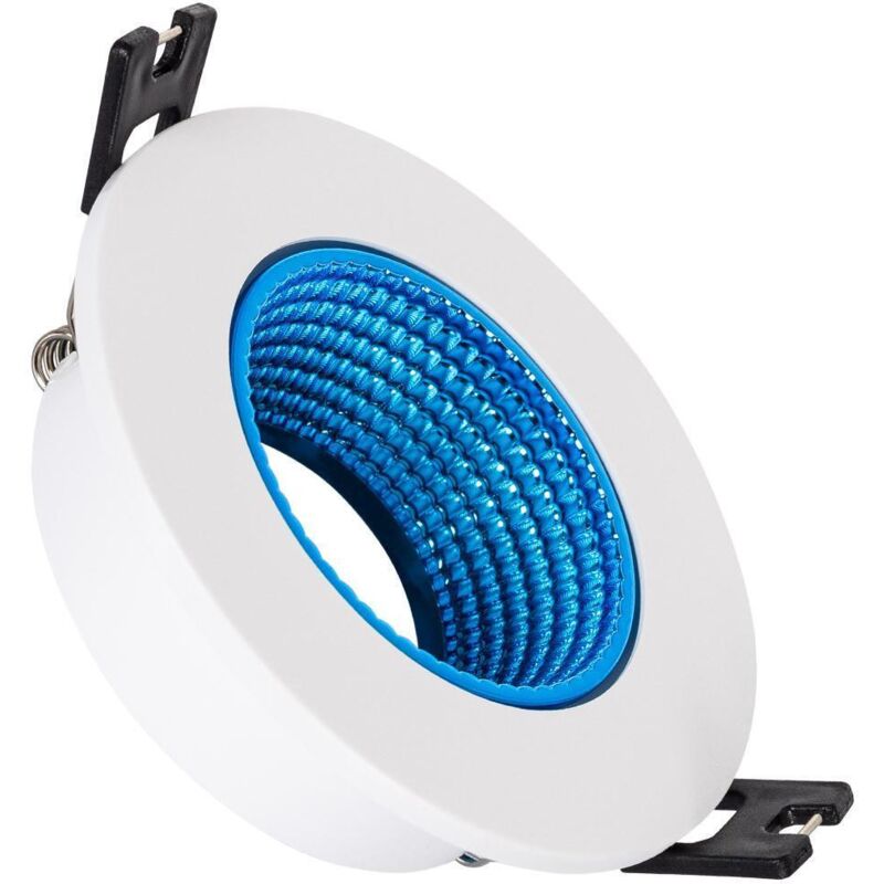 foto del prodotto efectoled - portafaretto downlight circolare basculante colorato per lampadina led gu10 gu5.3 foro 80 mm azzurro