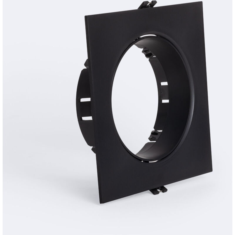 foto del prodotto efectoled portafaretto downlight da incasso quadrato orientabile per lampadina led gu10 ar111 foro 135 mm nero