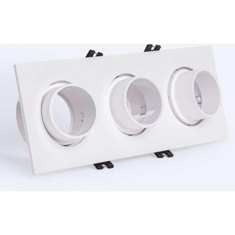 foto del prodotto efectoled portafaretto downlight quadrato basculante basso ugr per tre lampadine led gu10 gu5.3 foro 75x235 mm suefix bianco