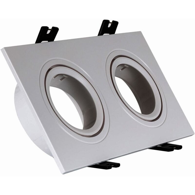 foto del prodotto efectoled portafaretto downlight quadrato basculante per due lampadine led gu10 gu5.3 foro 75x150 mm argento