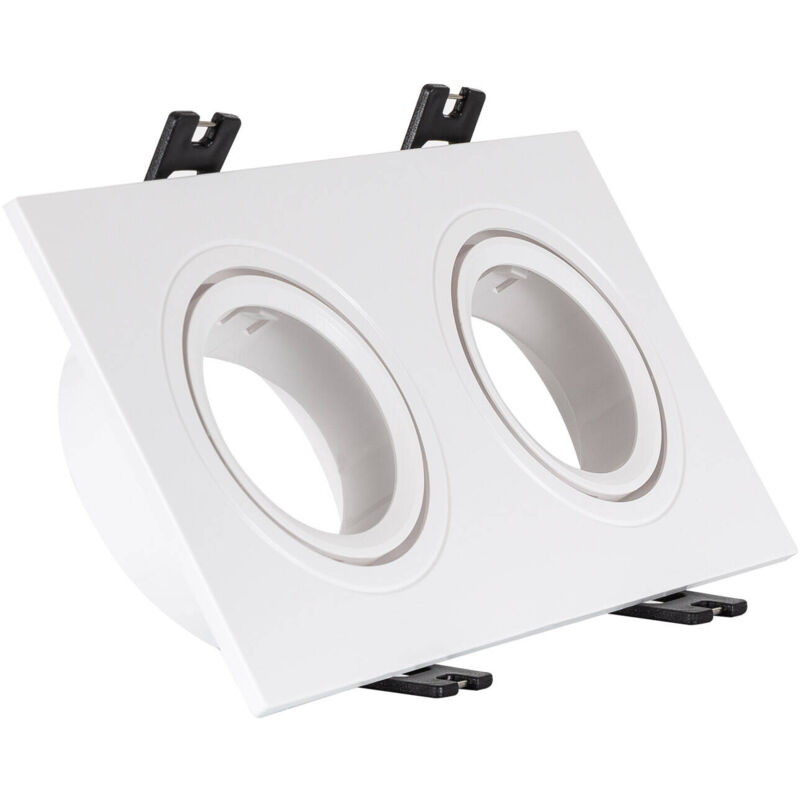 foto del prodotto efectoled portafaretto downlight quadrato basculante per due lampadine led gu10 gu5.3 foro 75x150 mm bianco