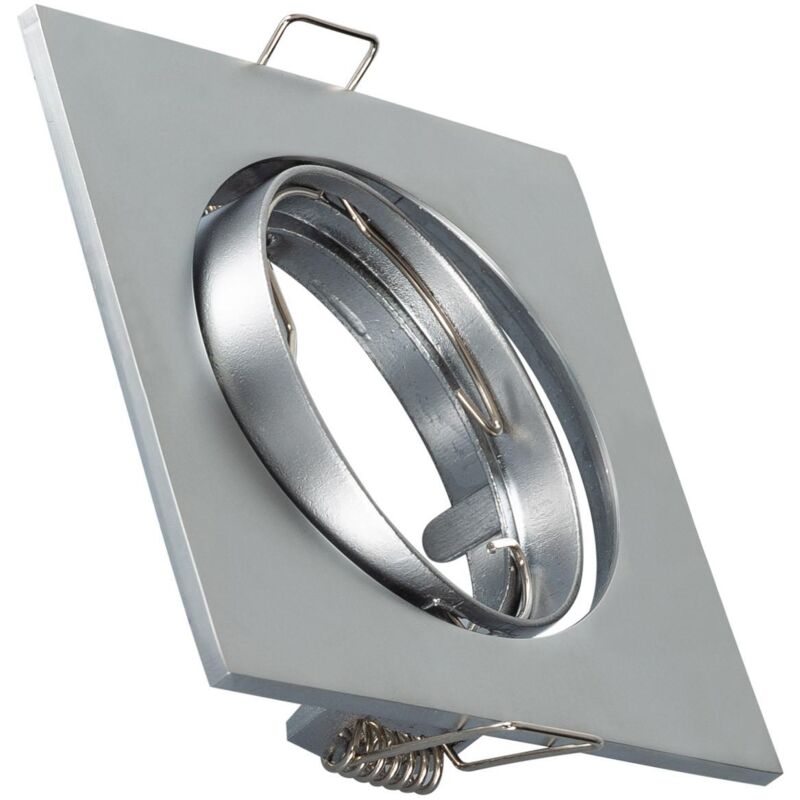 foto del prodotto efectoled portafaretto downlight quadrato basculante per lampadina led gu10 gu5.3 foro 72 mm argento