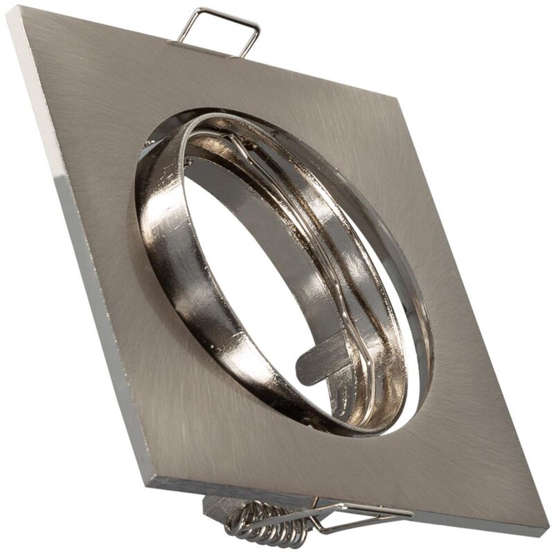 foto del prodotto efectoled portafaretto downlight quadrato basculante per lampadina led gu10 gu5.3 foro 72 mm nichel