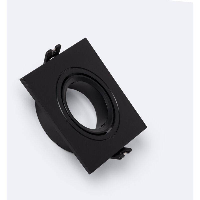 foto del prodotto efectoled portafaretto downlight quadrato basculante per lampadina led gu10 gu5.3 foro 75 mm nero