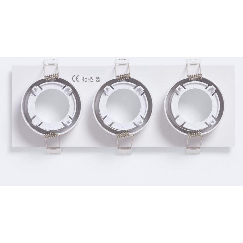 foto del prodotto efectoled portafaretto downlight quadrato bianco per 3 lampadine led gu10 gu5.3 foro 235x75 mm bianco