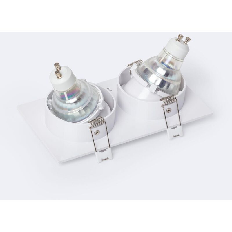 foto del prodotto efectoled portafaretto downlight quadrato bianco per due lampadine led gu10 gu5.3 foro 73x173 mm bianco