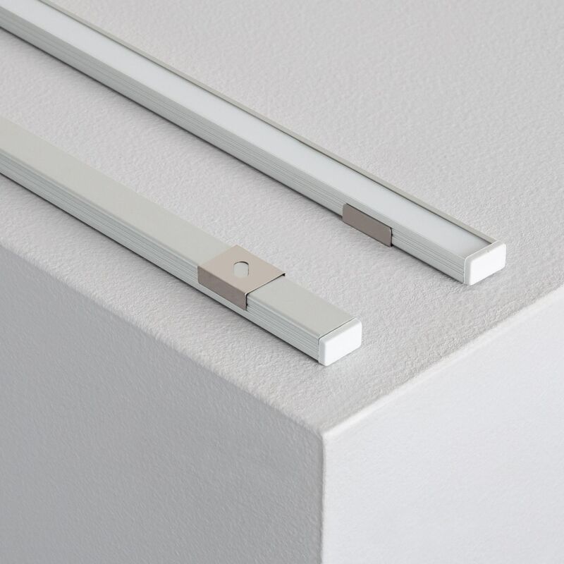 foto del prodotto efectoled - profilo alluminio superficie 1m con coperchio traslucido per strisce led fino a 10mm coperchio traslucido