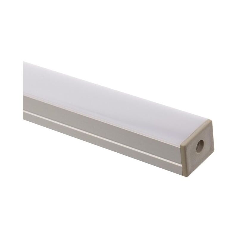 foto del prodotto efectoled profilo in alluminio a superficie con copertura continua per striscia led fino a 16mm coperchio traslucido 2 m