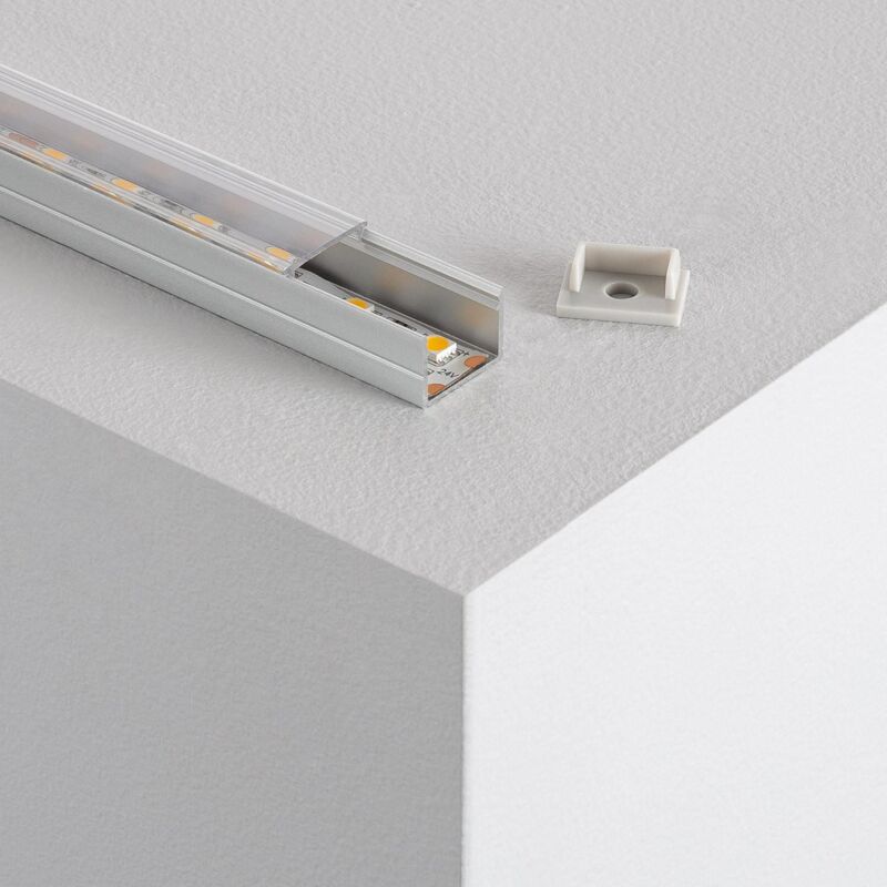 foto del prodotto efectoled profilo in alluminio a superficie con copertura continua per striscia led fino a 16mm coperchio trasparente 10 m