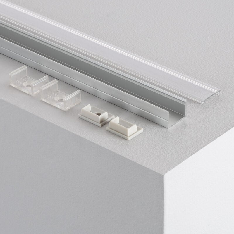 foto del prodotto efectoled profilo in alluminio a superficie con copertura continua per striscia led fino a 16mm coperchio trasparente 5 m