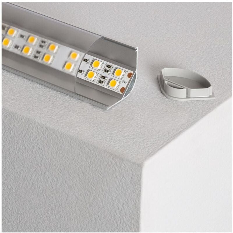 foto del prodotto efectoled profilo in alluminio ad angolo con copertura continua per strisce led fino a 20mm coperchio trasparente circolare 10 m