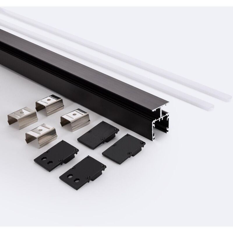 foto del prodotto efectoled profilo in alluminio applique doppia luce 2 m nero per strisce led fino a 10 mm 2 m