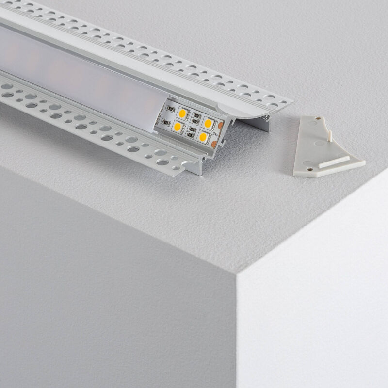 foto del prodotto efectoled profilo in alluminio da incasso in gesso cartongesso con coperchio continuo per strisce led fino a 20mm 1 m