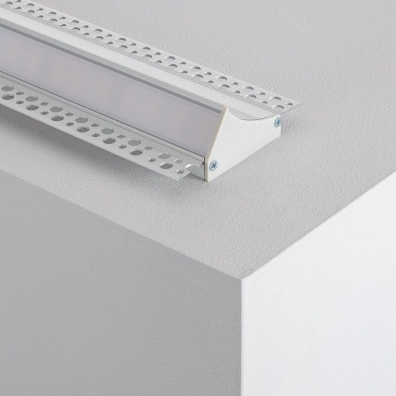 foto del prodotto efectoled profilo in alluminio da incasso in gesso cartongesso con coperchio continuo per strisce led fino a 20mm 3 m